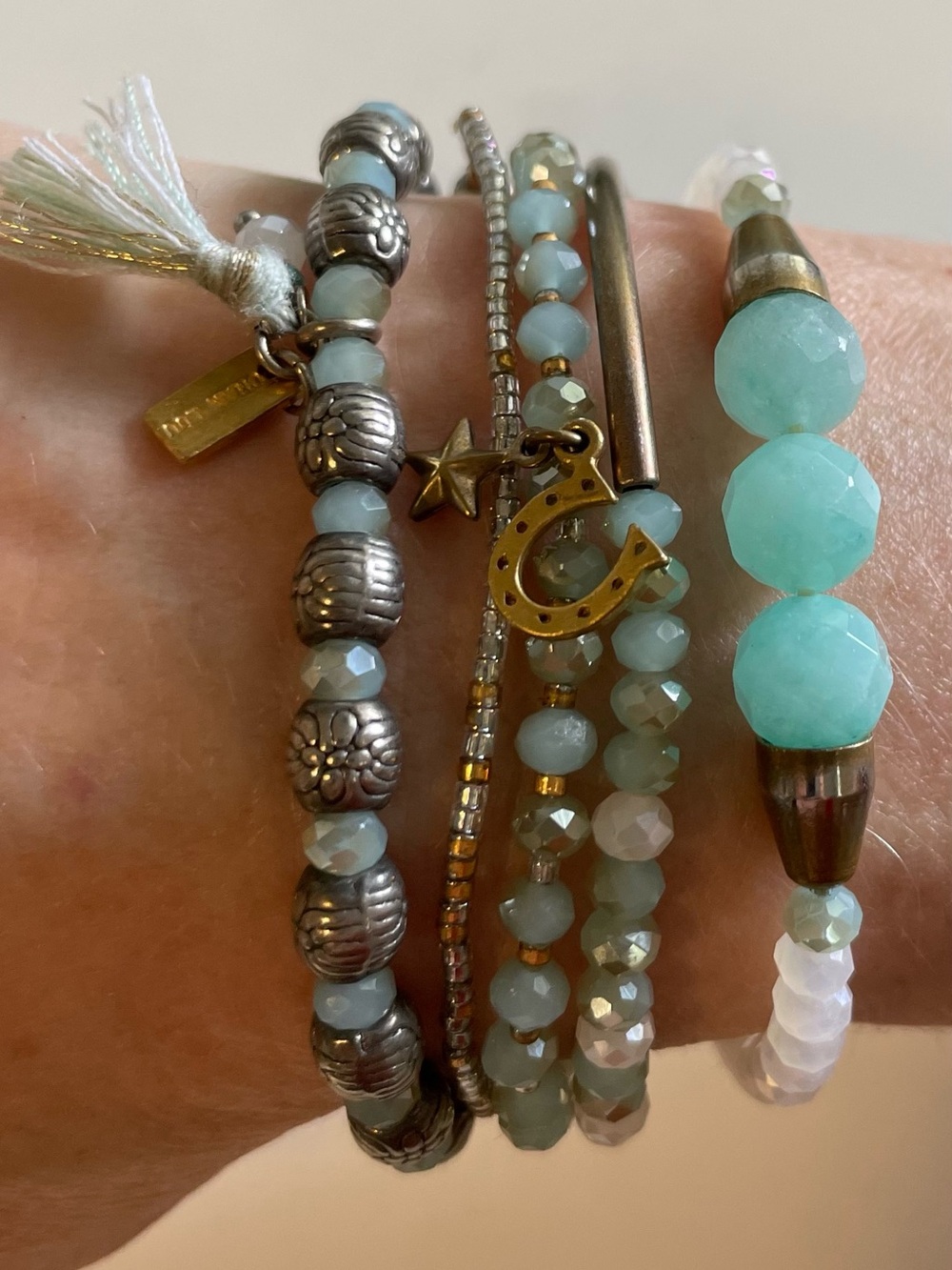 Chan Luu silver acqua elastic stacking charm bracelets - Picture 3 of 3